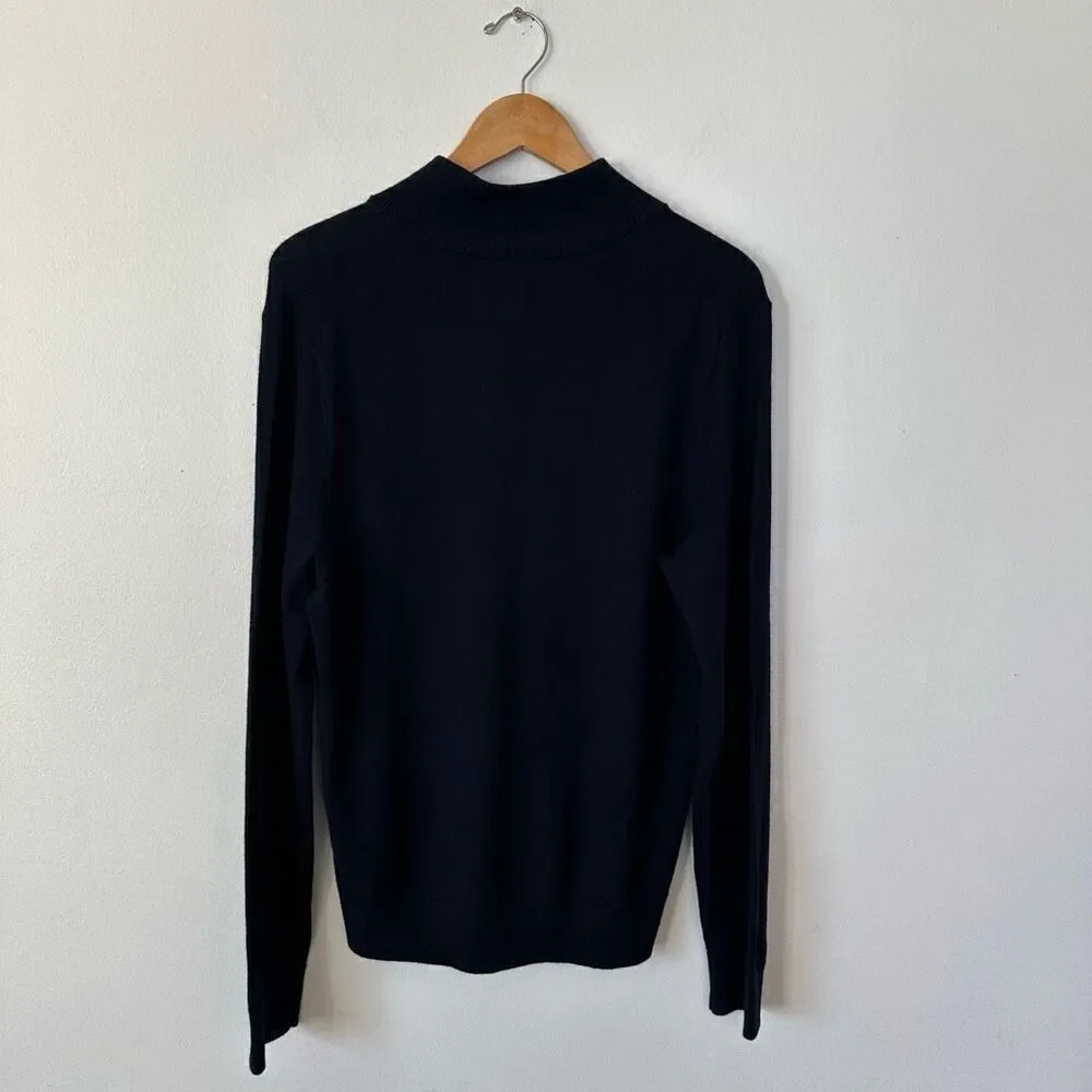 Banana Republic BR Men’s NEW WITH FLAWS Deep Navy Merino Wool Quarter Zip Sweate